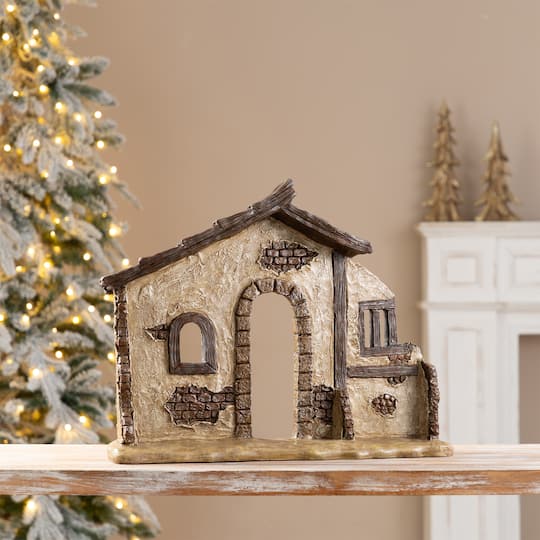 Glitzhome® 11.5" Resin Christmas Nativity Scene Stable Creche